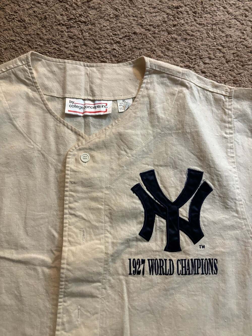 VTG New York Yankees 1927 Wrld Champions Cooperstown Collection Button-Up Jersey